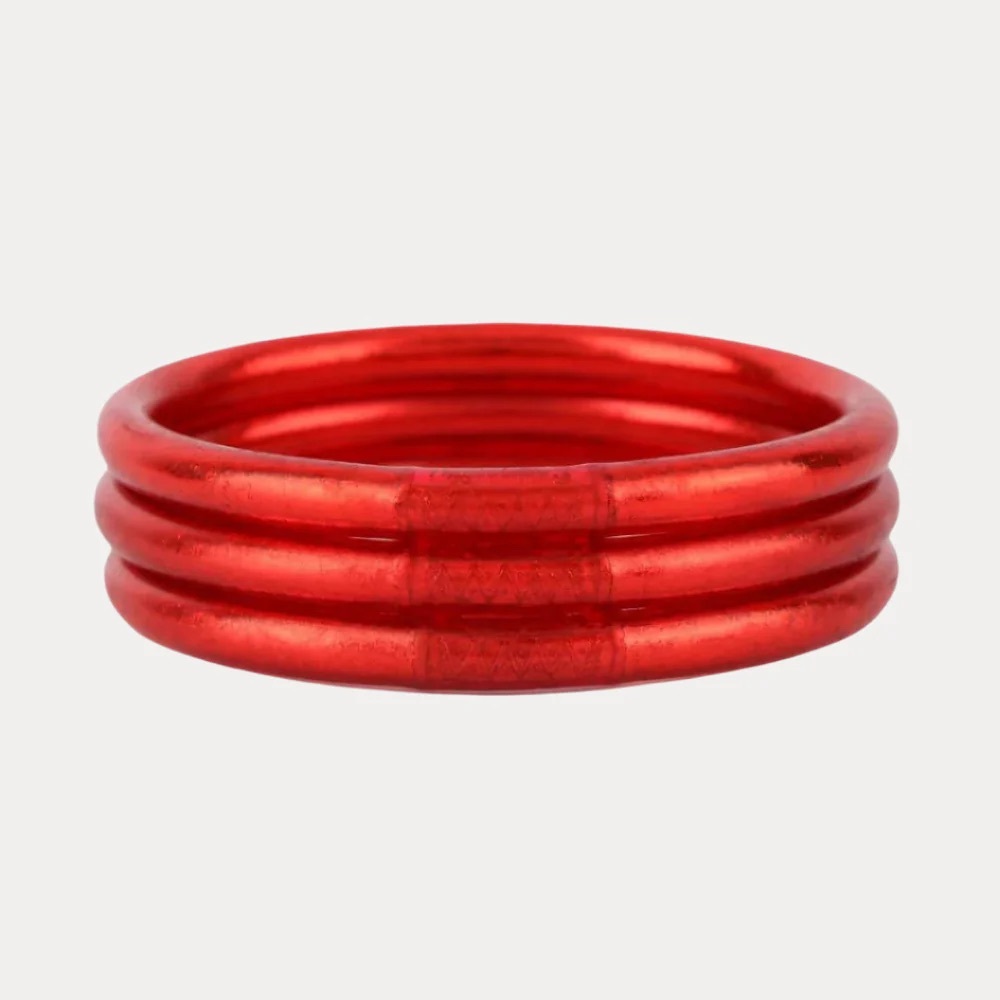 Women's Red Triple-Band Stackable Bracelet